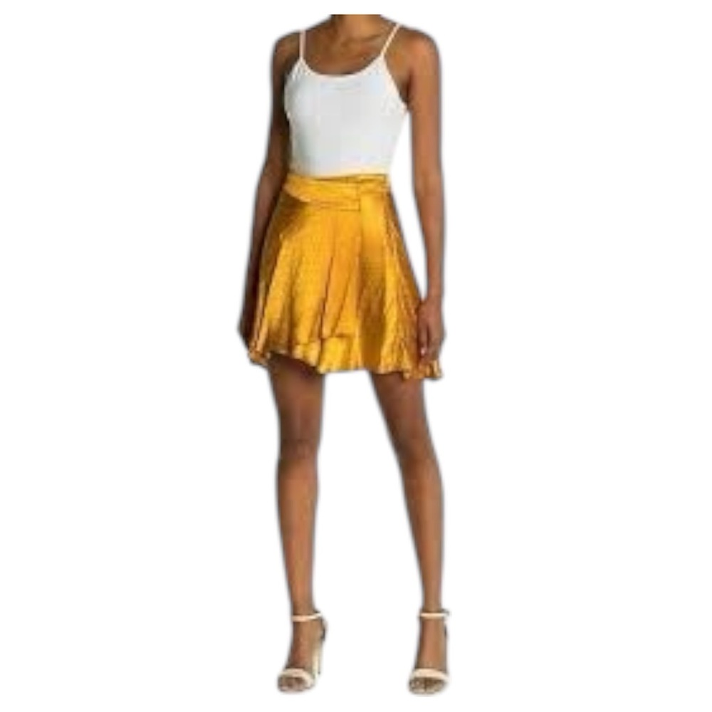 Free People Metallic Gold Mini Skirt